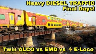 Resurgent Diesel traffic over Iron Bridge | Last Days of Diesel action | Alco Twins Vs EMD Vs E-loco