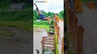 Incredible Moments Jumping ???? From The Iron Bridge ???? #shorts #shortsfeed #vlogntravel #jumping 