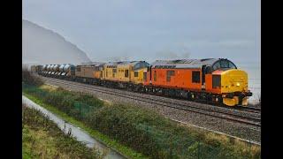 Tones ;-) 37405, 97303, 56051 pass Iron Bridge, Dwygyfylchi with the last North Wales RHTT of 2023.