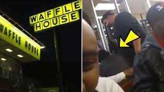 Furious Trucker Destroys Cowardly Woman Beater At Waffle House