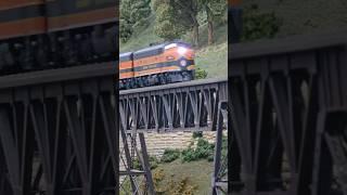 Great Northern Freight Train crosses the Iron Bridge #gn #modelrailroad #bridge #iron #greatnorthern