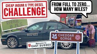 How far can a Jaguar X Type 2.0D go on ONE TANK? Fuel Economy Challenge feat. Cheddar Gorge.