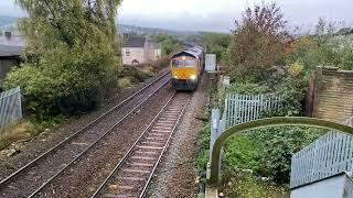 Diesel Freight Train 6E99 Leyland Sidings to Rylstone Tilcon 66778 Iron Bridge Accrington 19/10/2023