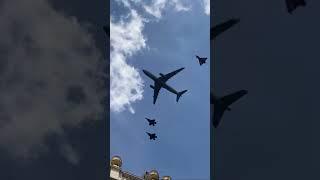 RAF Voyager and fighter jets fly over Buckingham Palace #army #military #london #aviation #raf #ad