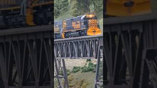 Rio Grande coal train crosses the Iron bridge #Rio #grande #Iron #bridge #modelrailroad  #coal #tx