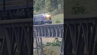 The Baltimore and Ohio Capital Limited train crosses the Iron bridge #model #train #fun #railway #tx