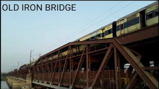 EMU TRAIN PASSING ON OLD IRON BRIDGE (155 YEARS OLD) LOHA KA PULL , BRIDGE NO. 249, { RAIL ROAD}.