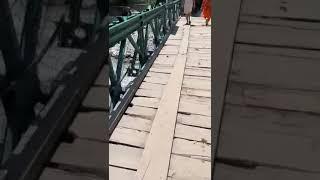 River in kashmir | Wood and iron bridge.