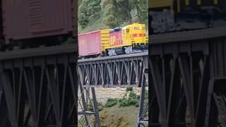 SP Kodachrome train crosses the Iron bridge #sp #modelrailroad #sanantonio #southern #pacific #texas