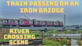 Beautiful Medinipur Howrah Local  Passing Scene || Local Train Passing On An Iron Bridge