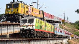 Super Fast Express Trains over Iron Bridge at Full Speed | Rajdhani Sf + Thirukkural Sf & More | I R