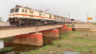 [6 in 1] 130 Kmph Trains over Beautiful Iron Bridge || Duronto+ Rajdhani+ JanShatabdi+ Saraighat LHB