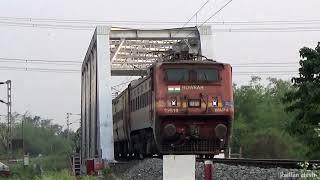 Malda Howrah Intercity Express || High Speed Indian Train Passing On Iron Bridge || Red Head Train