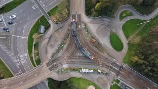 Sheffield Supertram Passing Through Park Square - DJI Mini 2