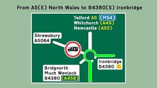 A5E North Wales to B4380S Ironbridge on Emstrey Island, Shrewsbury.