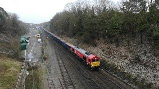 HS2 Construction Trains and More at in the Light Snow at Gerrards Cross!