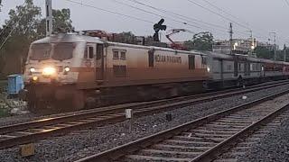 Dangerously Thrashing WAP 7 Locomotive High Speed Pass Pulling LHB Coaches Indian Railways