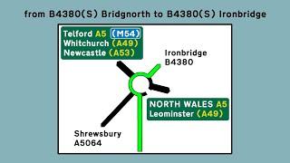 B4380(S) Bridgnorth to B4380(S) Ironbridge on Emstrey Island, Shrewsbury.