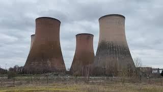 Rugeley power station cooling tower test demolition