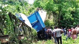 An Iron Bridge collapses under the weight of a tripper vehicle suddenly at Chailengta-SK Para road