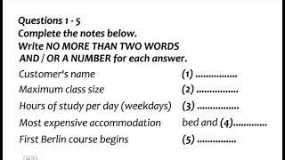 IELTS Listening explanation for first 15 questions