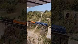 MOPAC Local crosses the mountainside #mopac #freight #mountain #iron #bridge #modelrailroad #local