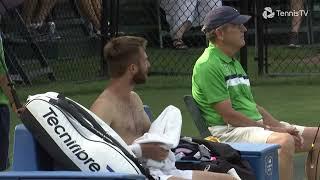 Corentin Moutet shirtless in Newport