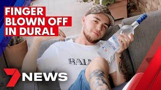 Young man loses finger after gun goes off in violent home invasion in Dural | 7NEWS