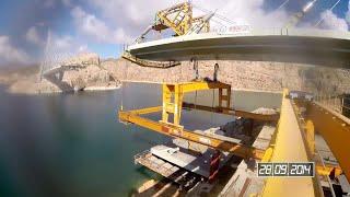 The process of building a cable stayed iron bridge uses the most modern technology.  Incredible.