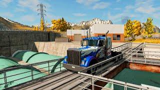 BeamNG drive, Truck crossing small iron bridge