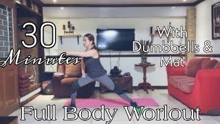 30-Minute Full Body Workout With Light Dumbells And a Mat.