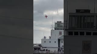 RAF Red Arrows flying over Bournemouth Beach