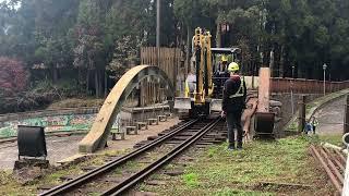 【Alishan Forest Railway】Excavator Walked on The Iron Bridge