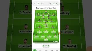 Bournemouth vs West Ham predicted lineups